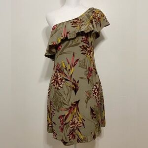 ASTR The Label Boho Floral One Shoulder Ruffle Mini Dress